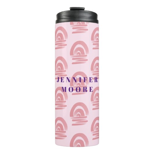 Aangepaste naam Roze Regenboog Patroon Thermosbeker (Voorkant)