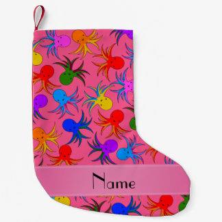 Aangepaste naam roze regenboogoctopus kleine kerstsok