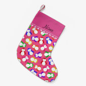 Aangepaste naam roze regenboogpinguïns kleine kerstsok (Voorkant (Hangend))