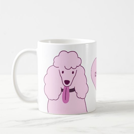 Aangepaste naam roze roezels koffiemok (Links)