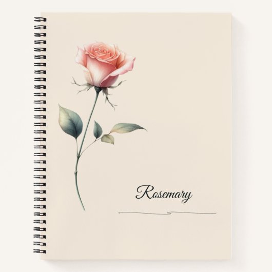 Aangepaste naam roze roos notitieboek (Voorkant)