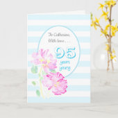 Aangepaste naam roze rozen en stripes 95e verjaard kaart (Gele Bloem)