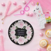 Aangepaste naam, Roze rozen papieren bord baby sho (Feest)