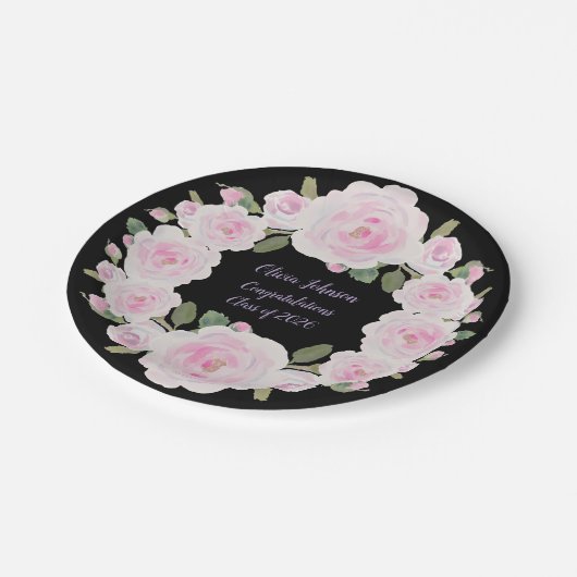 Aangepaste naam, Roze Rozen Papieren Bord Baby Sho (Gekanteld)