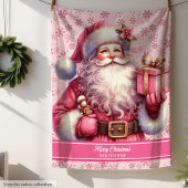 Aangepaste Naam Roze Santa Blanket voor Meisjes Gi Sherpa Deken