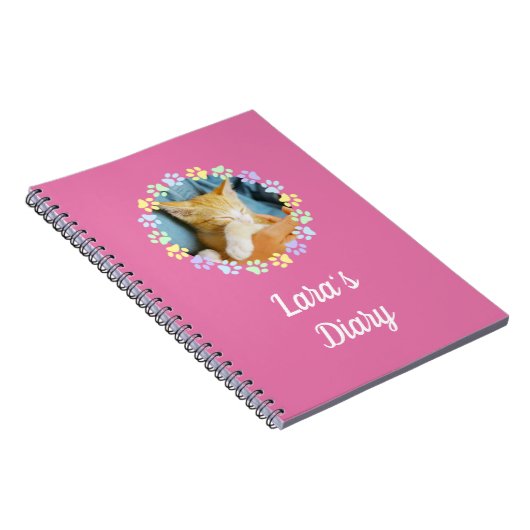 Aangepaste naam Roze Stomme Paws Diary Notitieboek (Rechterzijde)
