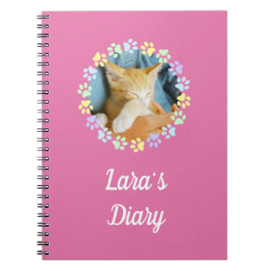 Aangepaste naam Roze Stomme Paws Diary Notitieboek