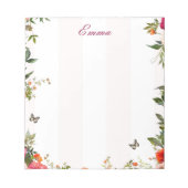 Aangepaste Naam Roze streep en Rode Bloemen Notitieblok (Voorkant)