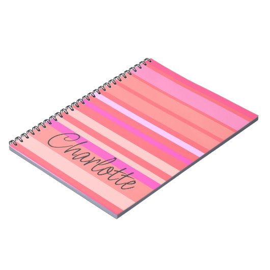 Aangepaste naam Roze strepen Notitieboek (Linkerzijde)