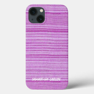 Aangepaste naam roze strepen textiel Case-Mate iPhone case