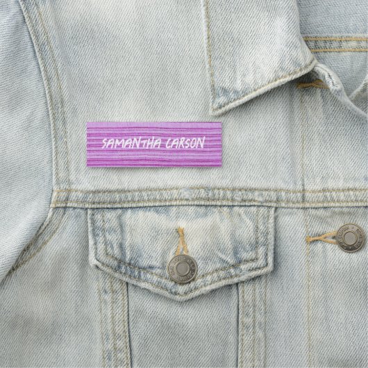 Aangepaste naam roze strepen textiel naamplaatje (In situ)