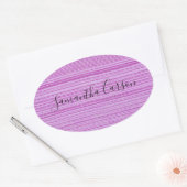 Aangepaste naam roze strepen textiel ovale sticker (Envelop)