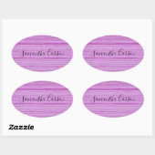 Aangepaste naam roze strepen textiel ovale sticker (Vel)