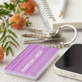 Aangepaste naam roze strepen textiel sleutelhanger