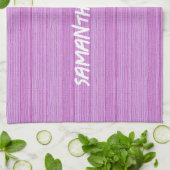 Aangepaste naam roze strepen textiel theedoek (Gevouwen)
