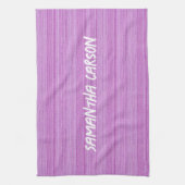 Aangepaste naam roze strepen textiel theedoek (Verticaal)