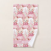 Aangepaste Naam Roze Teddy Bear Meisje Badhanddoek Bad Handdoek (Handdoek)