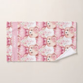 Aangepaste Naam Roze Teddy Bear Meisje Badhanddoek Bad Handdoek (Handdoek)