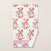 Aangepaste Naam Roze Teddy Bear Meisje Badhanddoek Bad Handdoek (Handdoek)