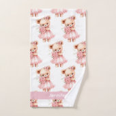 Aangepaste Naam Roze Teddy Bear Meisje Badhanddoek Bad Handdoek (Handdoek)