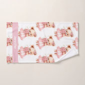 Aangepaste Naam Roze Teddy Bear Meisje Badhanddoek Bad Handdoek (Handdoek)