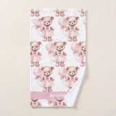 Aangepaste Naam Roze Teddy Bear Meisje Badhanddoek Bad Handdoek (Handdoek)