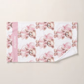Aangepaste Naam Roze Teddy Bear Meisje Badhanddoek Bad Handdoek (Handdoek)