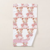 Aangepaste Naam Roze Teddy Bear Meisje Badhanddoek Bad Handdoek (Handdoek)