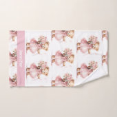 Aangepaste Naam Roze Teddy Bear Meisje Badhanddoek Bad Handdoek (Handdoek)