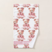 Aangepaste Naam Roze Teddy Bear Meisje Badhanddoek Bad Handdoek (Handdoek)