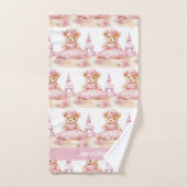 Aangepaste Naam Roze Teddy Bear Meisje Badhanddoek Bad Handdoek (Handdoek)