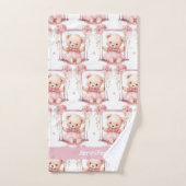 Aangepaste Naam Roze Teddy Bear Meisje Badhanddoek Bad Handdoek (Handdoek)