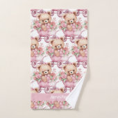 Aangepaste Naam Roze Teddy Bear Meisje Badhanddoek Bad Handdoek (Handdoek)
