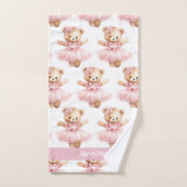 Aangepaste Naam Roze Teddy Bear Meisje Badhanddoek Bad Handdoek (Handdoek)