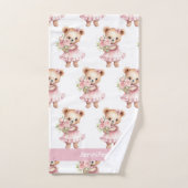 Aangepaste Naam Roze Teddy Bear Meisje Badhanddoek Bad Handdoek (Handdoek)