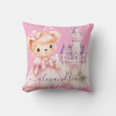Aangepaste naam Roze teddybeer Meisjes Kussen (Voorkant)