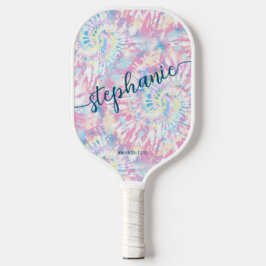 Aangepaste naam roze tie-kleurstofscript pickleball paddle