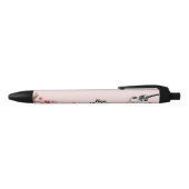 Aangepaste naam Roze Tulp Bloemige Stethoscoop Ver Zwarte Inkt Pen (Bovenkant)