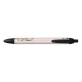Aangepaste naam Roze Tulp Bloemige Stethoscoop Ver Zwarte Inkt Pen (Achterkant)