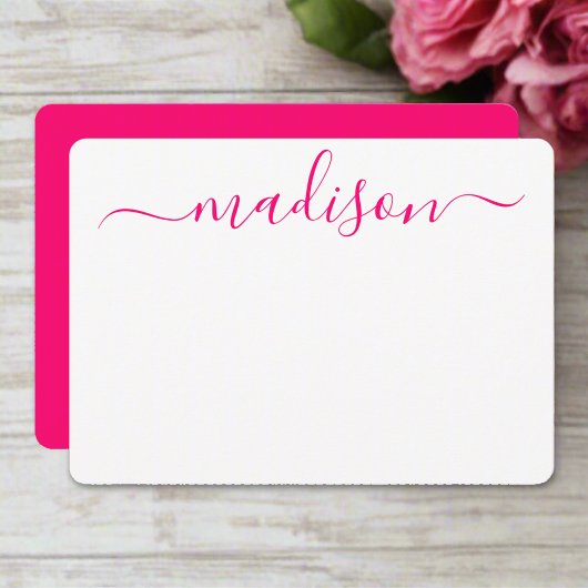 Aangepaste naam Roze Typografie Script Vrouwelijk Notitiekaartje