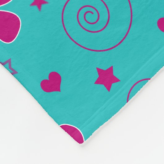 Aangepaste naam roze uil turquoise roze harten fleece deken (Hoek)