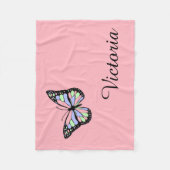 Aangepaste naam Roze vlinderstang Fleece Deken (Voorkant)