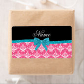 Aangepaste naam roze vochtige turquoise glitter bo etiket (Insitu)