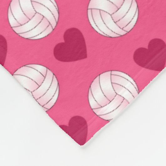 Aangepaste naam roze volleybalharten en boog fleece deken (Hoek)