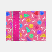 Aangepaste naam roze voorgevulde pompkamers fleece deken (Voorkant (Horizontaal))