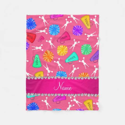 Aangepaste naam roze voorgevulde pompkamers fleece deken (Voorkant)