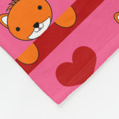 Aangepaste naam roze vossen rode hartenstrepen fleece deken (Hoek)