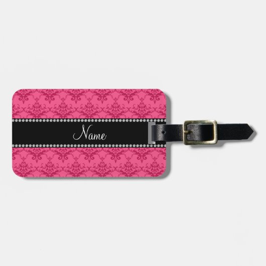 Aangepaste naam Roze vouw Bagagelabel (Voorkant horizontaal)