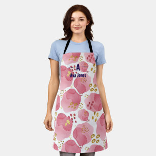 Aangepaste Naam Roze Waterverf Abstract Schort