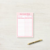 Aangepaste naam Roze Wekelijkse Gewoonte Tracker P Post-it® Notes (Op bureau)